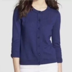 Kate Spade New York Live Colorfully Blue Bows Button Front Cardigan Sweater